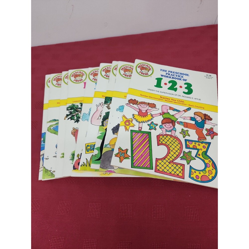 9 Preschool/Kindergarten Practice Workbooks Reading, Writing,Numbers Homeschool